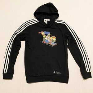 Adidas The Simpsons Homer Family Graphic Hoodie Black Sweater Hooded Mens Small